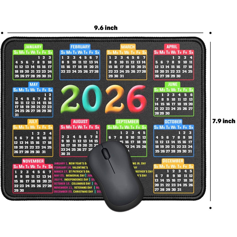 RMYMPMYX Mouse Pad with Stitched Edge, Computer Mouse Mat with Non-Slip Rubber Base, Mouse Pads for Computers Laptop Mouse 9.6x7.9x0.1 inch, (2026 Calendar Black) - Image 2