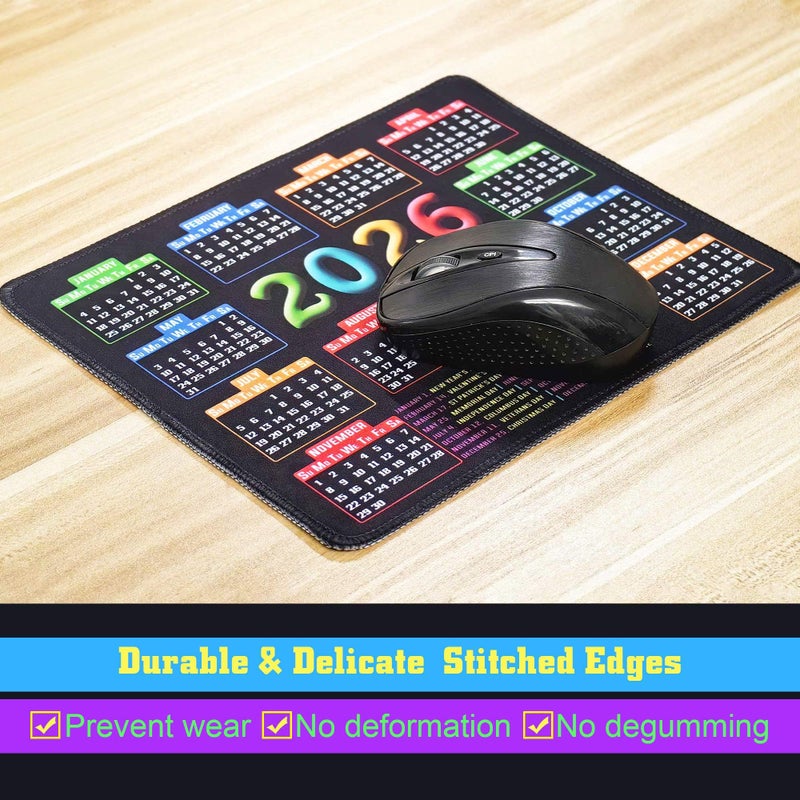 RMYMPMYX Mouse Pad with Stitched Edge, Computer Mouse Mat with Non-Slip Rubber Base, Mouse Pads for Computers Laptop Mouse 9.6x7.9x0.1 inch, (2026 Calendar Black) - Image 5
