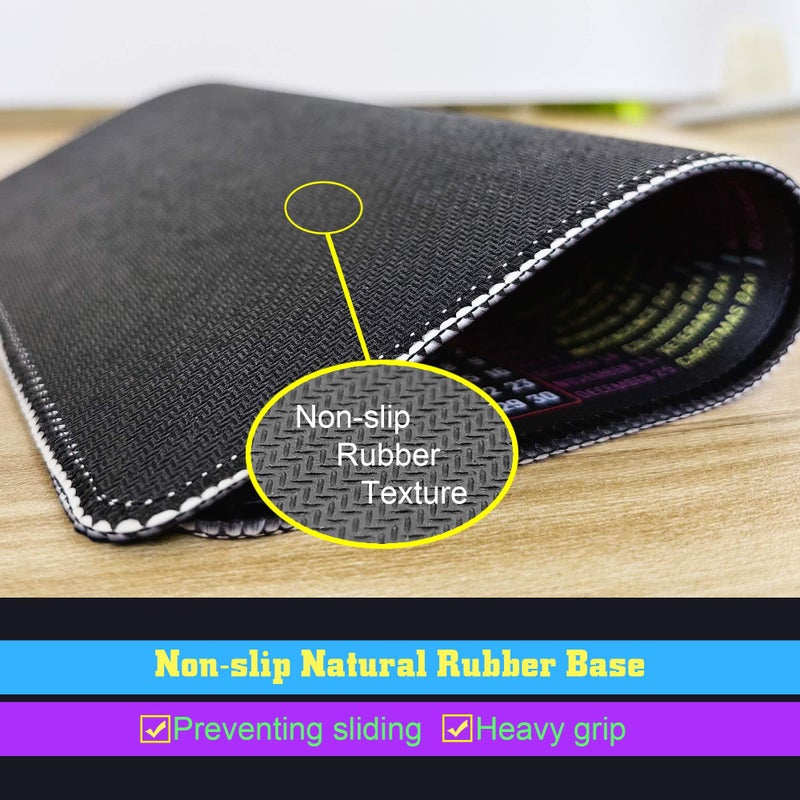 RMYMPMYX Mouse Pad with Stitched Edge, Computer Mouse Mat with Non-Slip Rubber Base, Mouse Pads for Computers Laptop Mouse 9.6x7.9x0.1 inch, (2026 Calendar Black) - Image 4