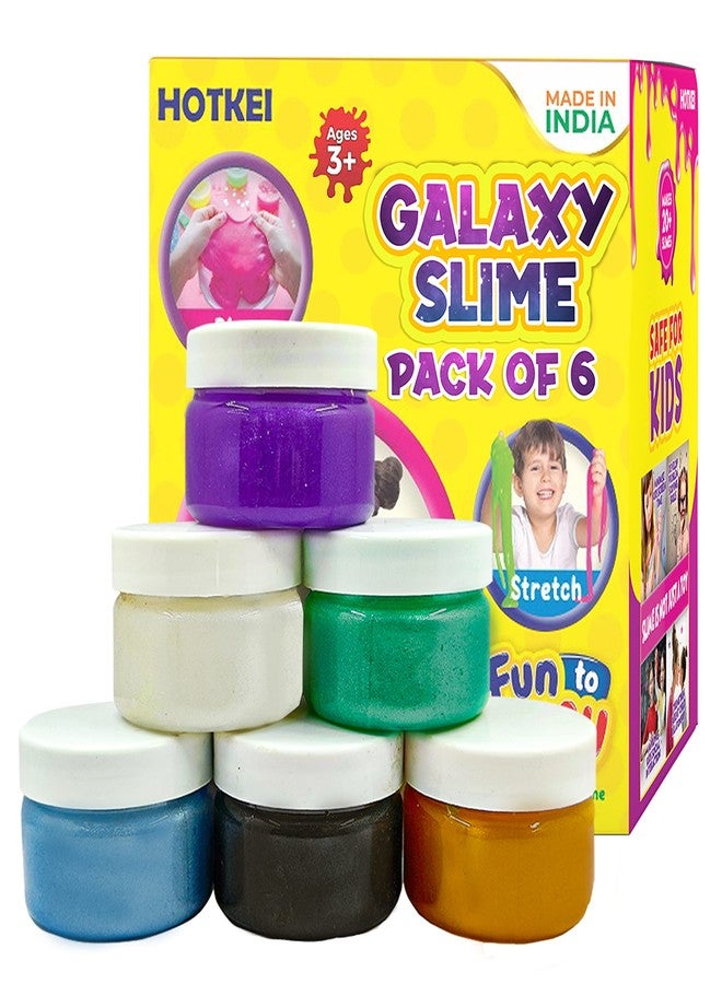 HOTKEI (Pack of 6 Galaxy Slime) Multicolor Fruit Scented DIY Toy Slimy Slime Gel Jelly Putty Set Art kit Toys for Boys Girls Kids 3 to 10 Years - 300 gm - Image 2