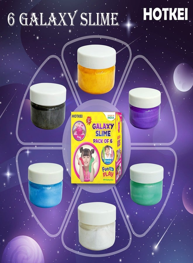 HOTKEI (Pack of 6 Galaxy Slime) Multicolor Fruit Scented DIY Toy Slimy Slime Gel Jelly Putty Set Art kit Toys for Boys Girls Kids 3 to 10 Years - 300 gm - Image 3