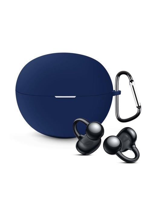 Silicone Case For HUAWEI FreeClip, Shockproof and Scratch-Resistant Full-Body Protection Headphone Cover with Anti-Lost Keychain- Dark Blue