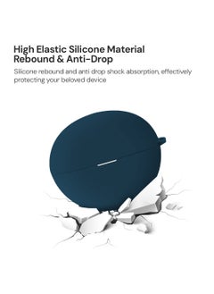O Ozone Silicone Case For HUAWEI FreeClip, Shockproof and Scratch-Resistant Full-Body Protection Headphone Cover with Anti-Lost Keychain- Dark Blue  - Image 5