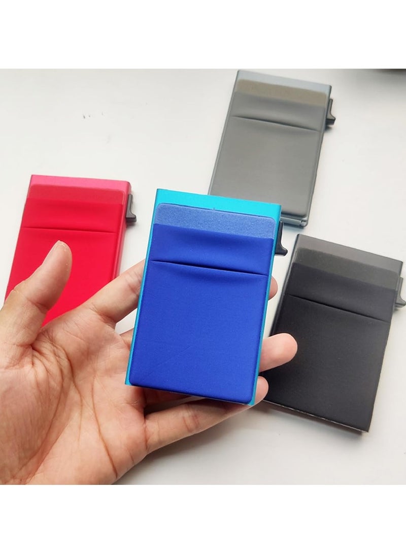 NIIMBOT Card Holder Wallet, Minimalist Pop up Wallet for Men Blocking Slim Business Credit Card Wallet with Money Pocket Aluminum Metal Bank Card Case Blue Design for Cash Coins & Credit Cards  - Image 4