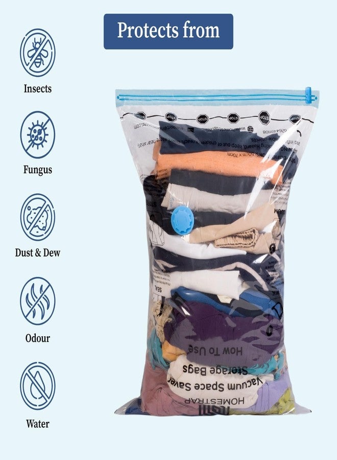 HomeStrap Vacuum Storage Bags with Pump Pack of 5 (Small)| Airtight and Reusable Space Saver Double Ziplock Compression Bags with Vacuum Pump|Creates 4x More Space for Clothes, Winterwear, Blankets - Image 5