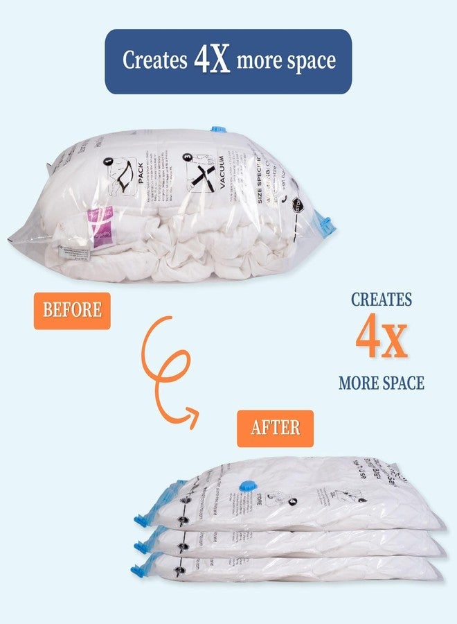 HomeStrap Vacuum Storage Bags with Pump Pack of 5 (Small)| Airtight and Reusable Space Saver Double Ziplock Compression Bags with Vacuum Pump|Creates 4x More Space for Clothes, Winterwear, Blankets - Image 4
