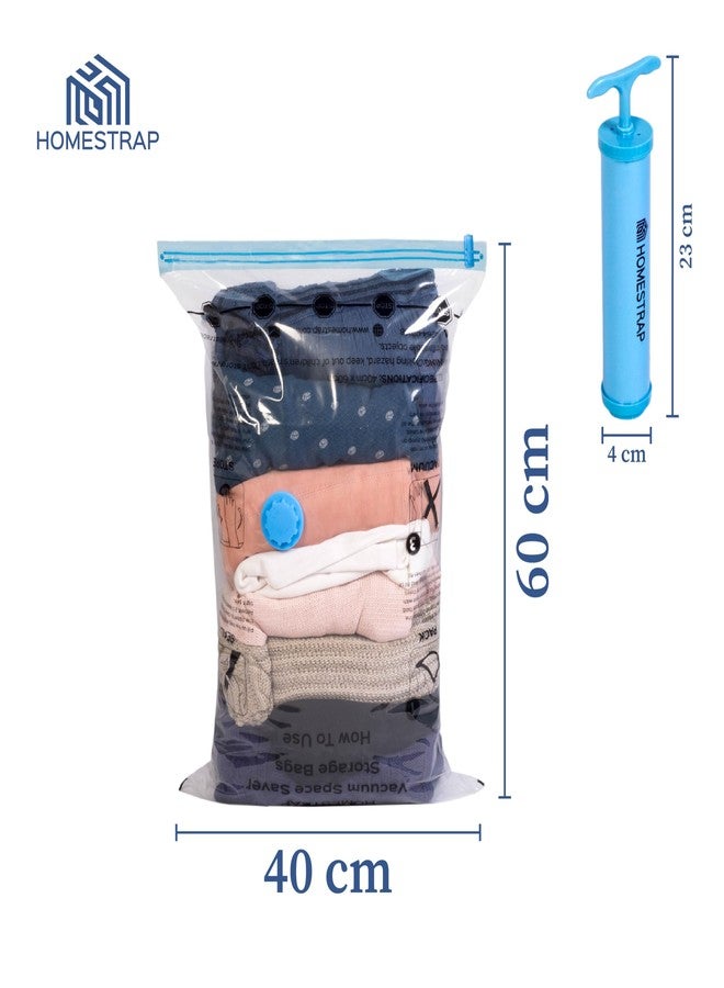 HomeStrap Vacuum Storage Bags with Pump Pack of 5 (Small)| Airtight and Reusable Space Saver Double Ziplock Compression Bags with Vacuum Pump|Creates 4x More Space for Clothes, Winterwear, Blankets - Image 2