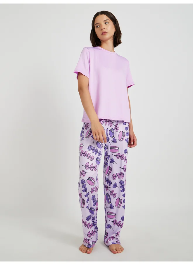 Take Two Take Two Solid Round Neck T-Shirt and Pyjama Set