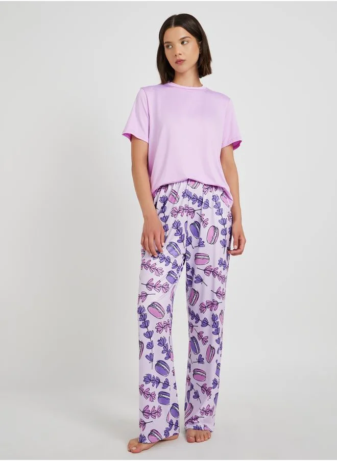 Take Two Take Two Solid Round Neck T-Shirt and Pyjama Set