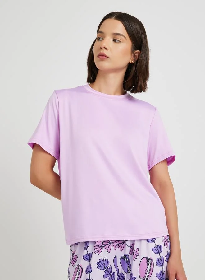 Take Two Take Two Solid Round Neck T-Shirt and Pyjama Set