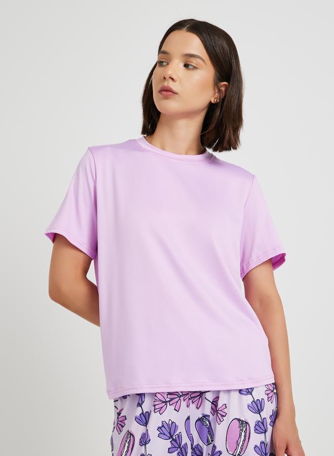 Take Two Solid Round Neck T-Shirt and Pyjama Set - Image 3