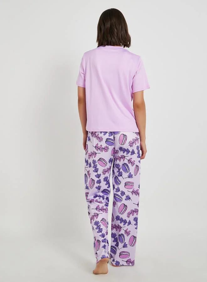 Take Two Take Two Solid Round Neck T-Shirt and Pyjama Set