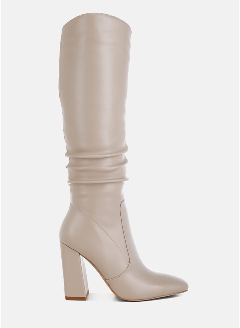 London Rag Slouchy Calf Boots in Beige - Image 1