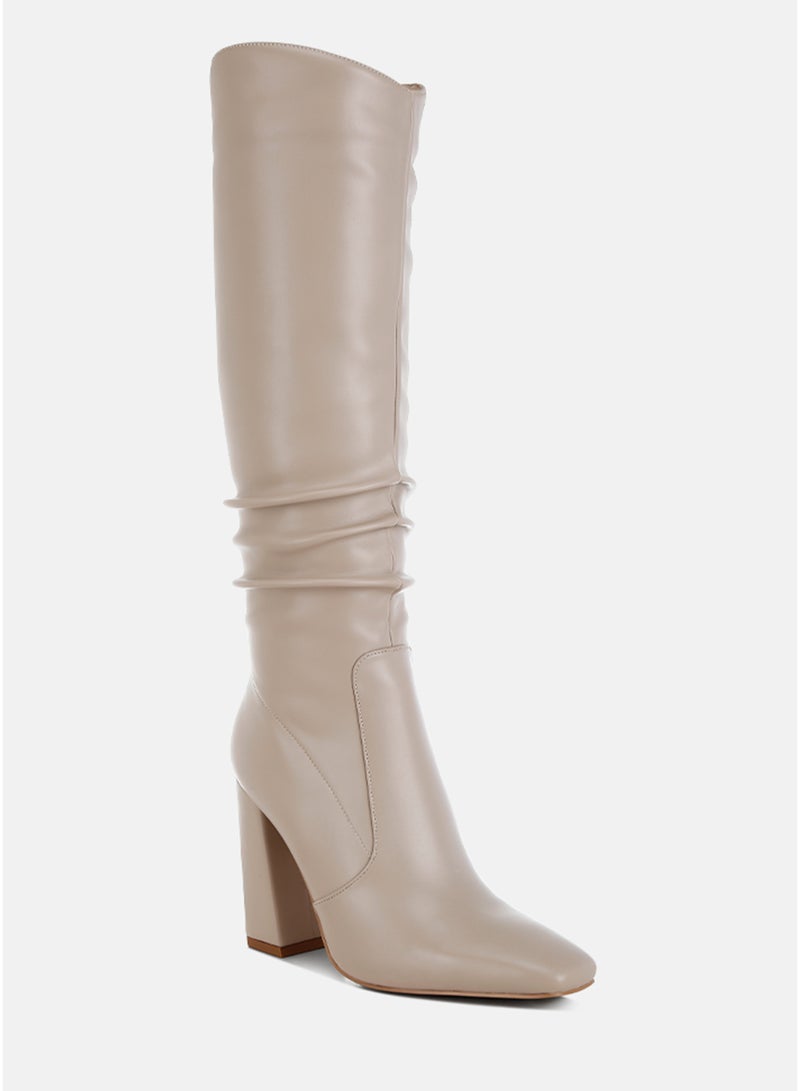 London Rag Slouchy Calf Boots in Beige - Image 2