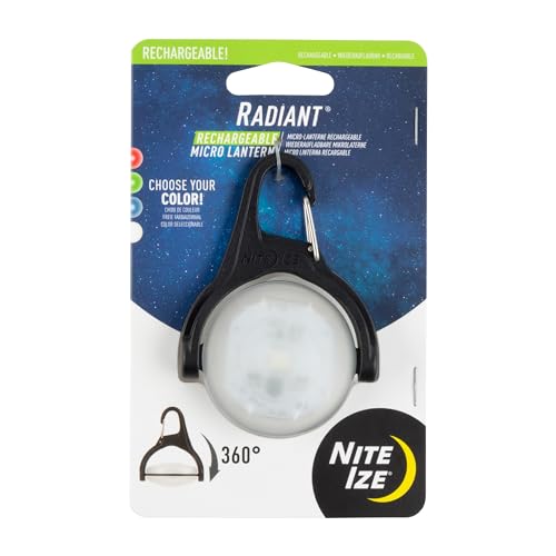 Nite IZE Radiant Rechargeable Micro Lantern Portable Swivel Light with Clip LED Light for Carabiner Keychains Dog Collars DiscO Select - Image 1