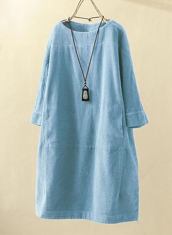 Loquat Casual Women's Round Neck A line Skirt Dress  - Image 1