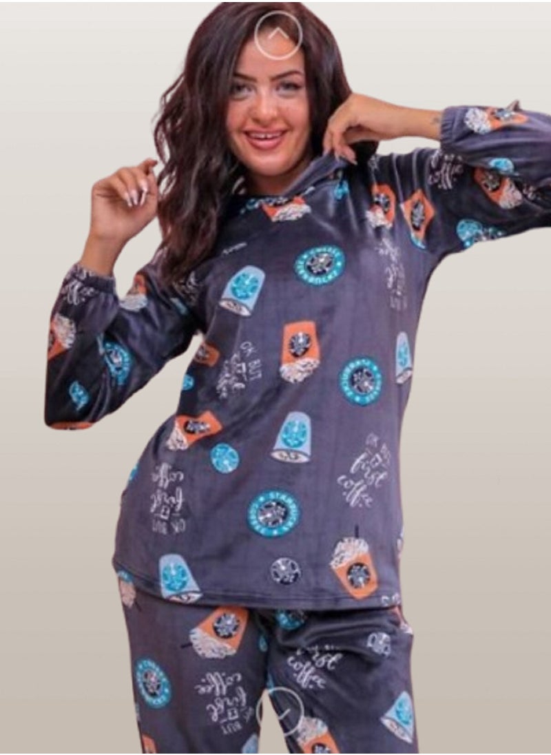 MANIKAN MANIKAN Velvet women's winter pajama-With a distinctive hood with a soft feel  - Image 1