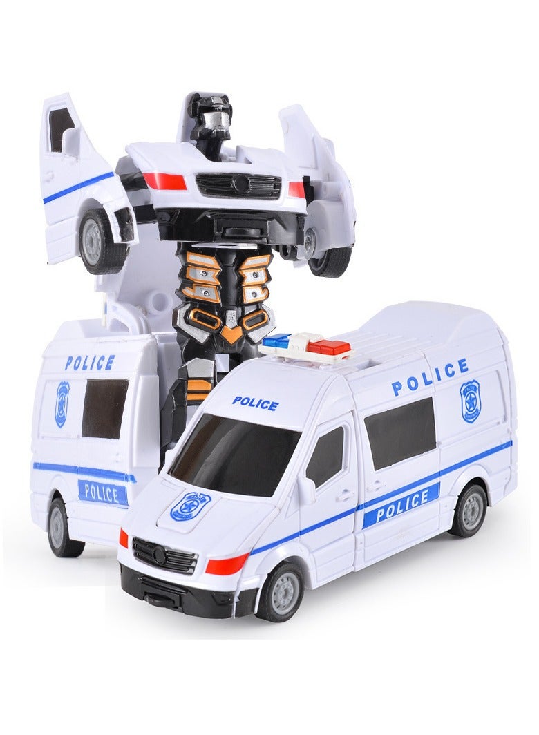 لعبة تشوه الاصطدام للأطفال بزر واحد، سيارة رياضية بالقصور الذاتي، هدية عيد ميلاد للأولاد، سيارة روبوتية مشوهة - سيارة إسعاف (سحب للخلف) - Image 1