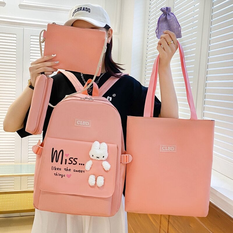 Korean Style Girl Backpack, Large Capacity Oxford Cloth, Simple Double Shoulder Bag - Image 1