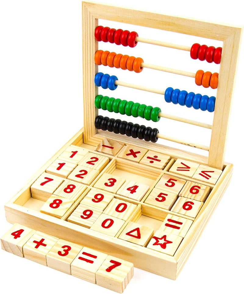 Toysery Abacus for Kids Math Counters, Wooden Educational Counting Toy, Toddler Blocks Kindergarten Toys, Toddler Blocks Wooden Toys, 50 Beads and 30 Blocks, Wooden Blocks for Toddlers 1-3 Large - Image 1