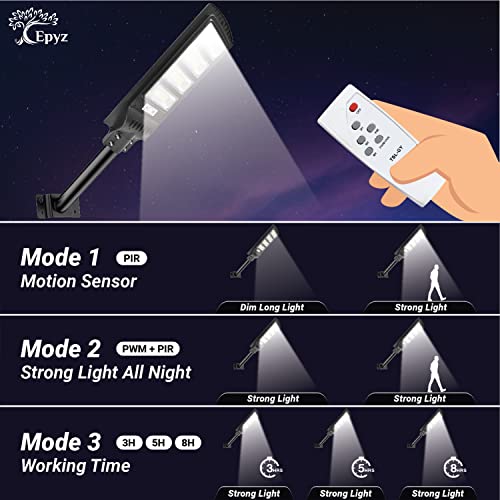 Epyz 120 Watt Solar Street Lights Outdoor Waterproof with Motion Sensor for Garden Street, Lawn [ with Out Pole ] [ Pack of 1, White Light, 468LED ] - Image 5