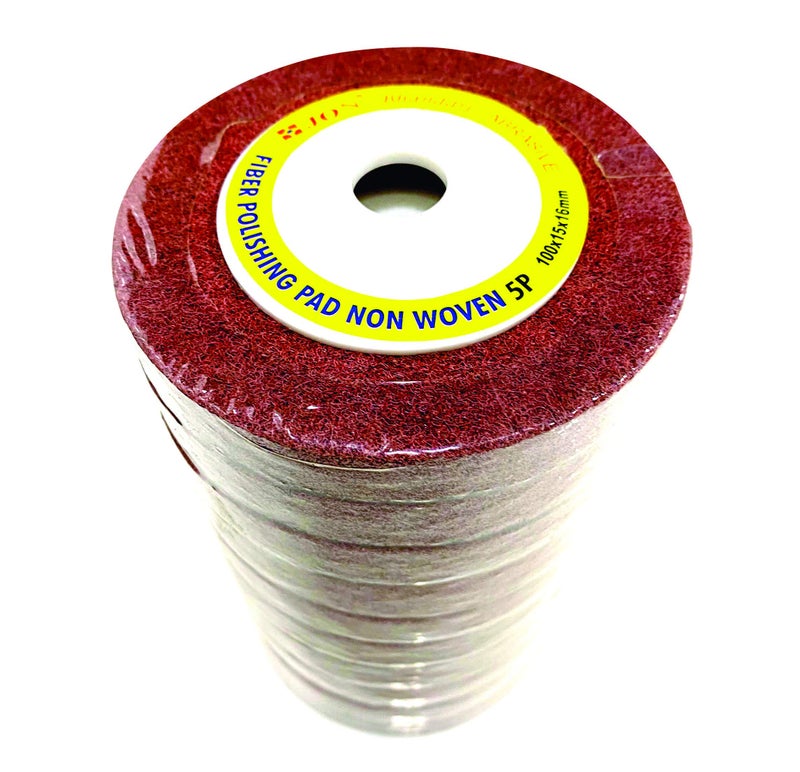 Jon Bhandari Tools 100mm (4 Inch) Non Woven Fiber Polishing Wheel Buffing Pad 5P – Pack of 10 – Rough Metal Finishing & Surface Preparation for Steel, Iron, Aluminum – Low Noise, Washable, Long Life - Image 3