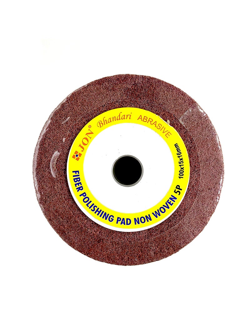 Jon Bhandari Tools 100mm (4 Inch) Non Woven Fiber Polishing Wheel Buffing Pad 5P – Pack of 10 – Rough Metal Finishing & Surface Preparation for Steel, Iron, Aluminum – Low Noise, Washable, Long Life - Image 1