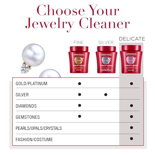 Connoisseurs Premium Edition Delicate Jewelry Cleaner Solution for Pearls, Gemstones, and Fashion Jewelry - 9.6 fl oz - Restores Brilliance in Seconds - Image 2