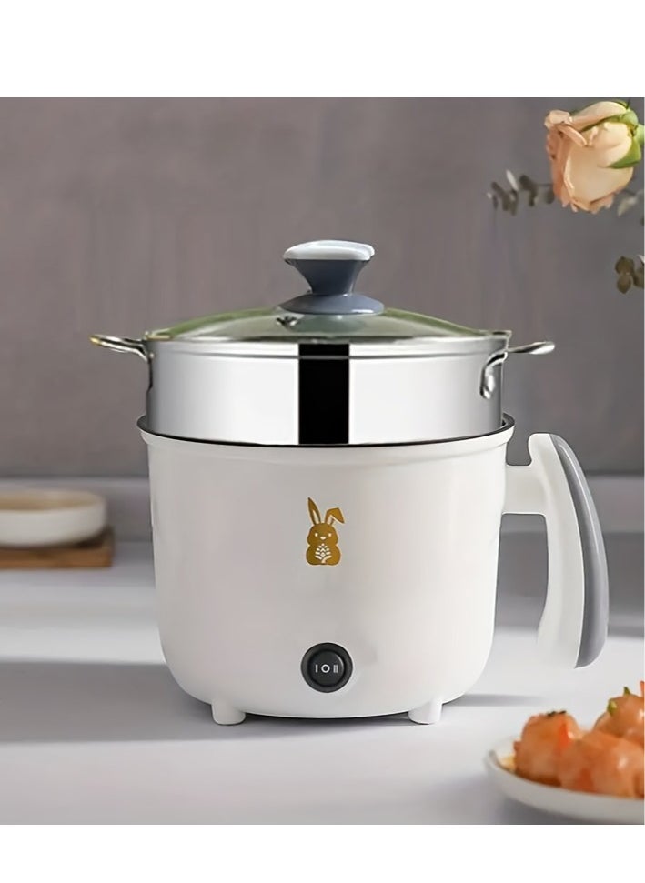 XiuWoo - Electric Hot Pot Electric Pot 1.8L Mini Crock Pot Electric Cooker with Steamer And Overheat Protection Ideal for Stews Soups Hot Pots and Noodles for One Person - Image 1
