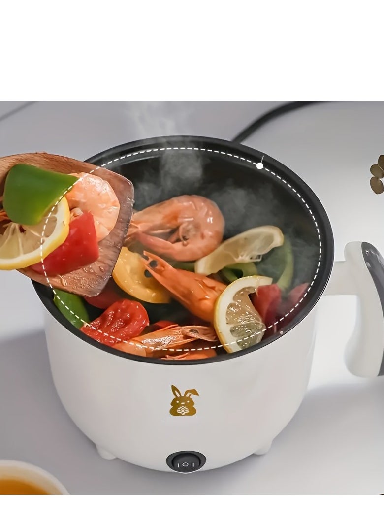 XiuWoo - Electric Hot Pot Electric Pot 1.8L Mini Crock Pot Electric Cooker with Steamer And Overheat Protection Ideal for Stews Soups Hot Pots and Noodles for One Person - Image 1
