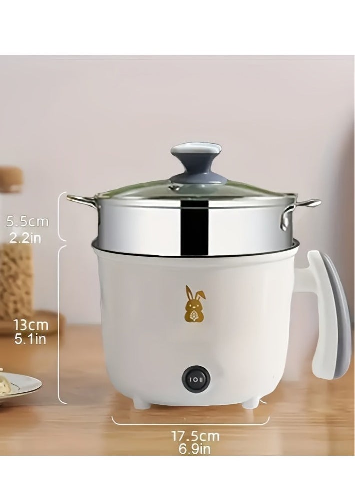 XiuWoo - Electric Hot Pot Electric Pot 1.8L Mini Crock Pot Electric Cooker with Steamer And Overheat Protection Ideal for Stews Soups Hot Pots and Noodles for One Person - Image 1
