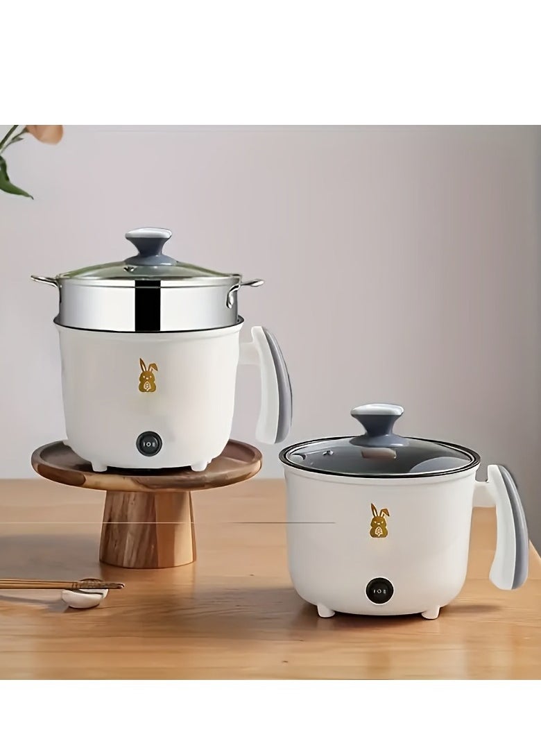 XiuWoo - Electric Hot Pot Electric Pot 1.8L Mini Crock Pot Electric Cooker with Steamer And Overheat Protection Ideal for Stews Soups Hot Pots and Noodles for One Person - Image 1