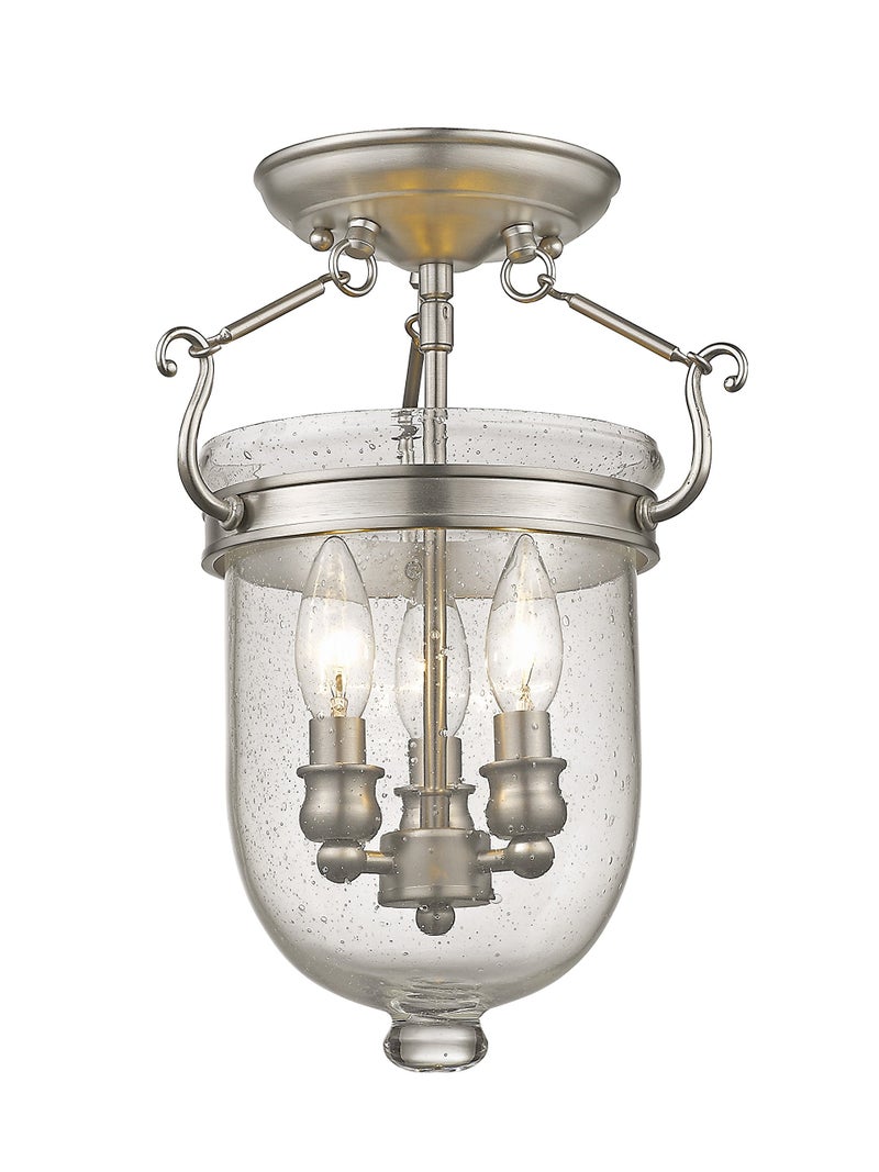 Livex Lighting 5081-91 Jefferson 3 Light Brushed Nickel Bell Jar Semi Flush with Seeded Glass - Image 4
