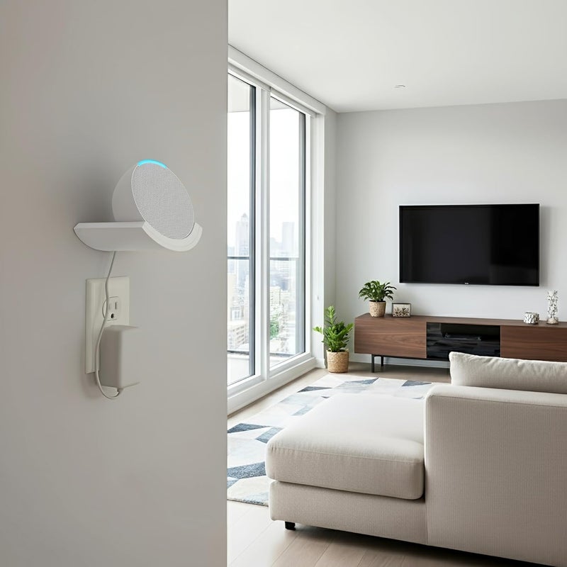 SINTRON Wall Mount – Compact Smart Speaker Holder with Built-in Cable Management, Space-Saving Design, Compatible with Google Nest & HomePod mini (White) - Image 3