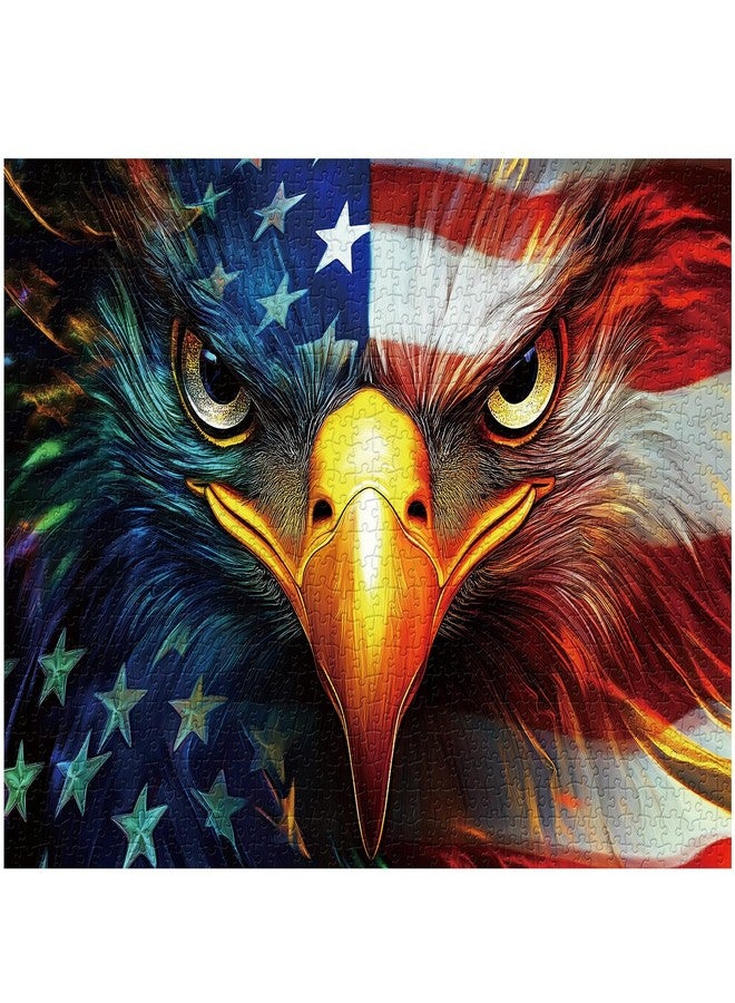PPuzzling American Flag Eagle Puzzles for Adults 1000 Pieces, USA Patriotic Faith Jigsaw Puzzle, Vintage Bird Art Puzzles as Home Decor - Image 2