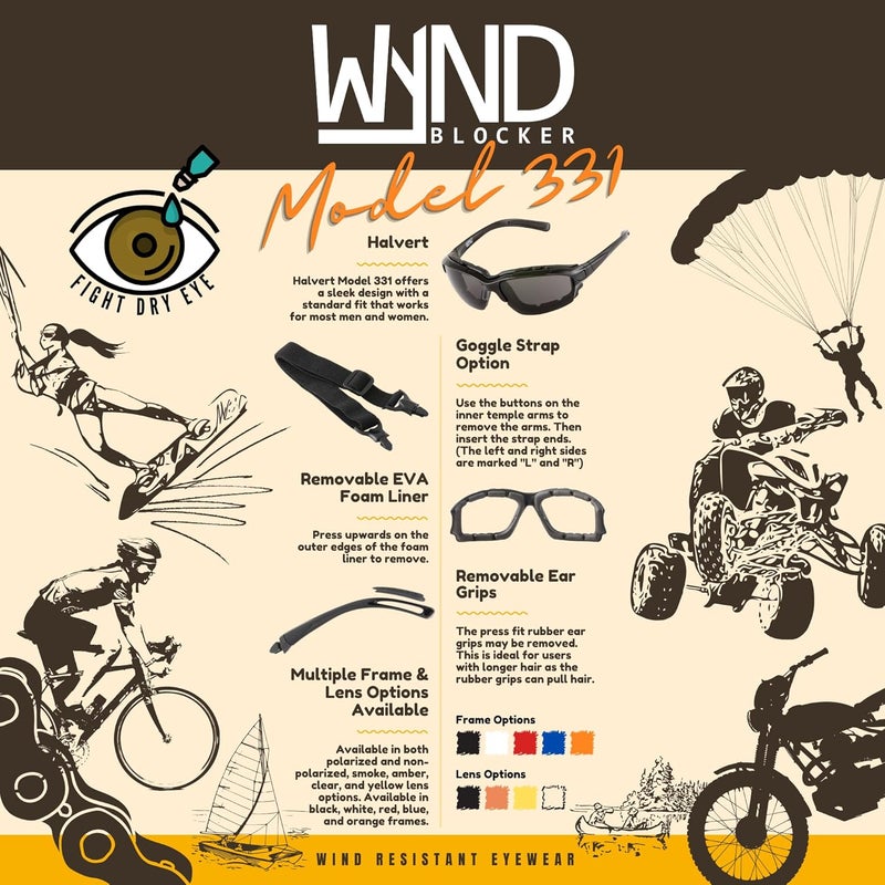 WYND Blocker Motorcycle Riding Glasses Extreme Sports Wrap Sunglasses - Image 4
