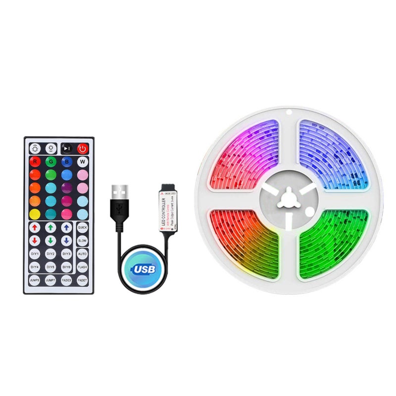 RGB Light Strip 3M 5050: DIY Function - Three Controls Adjustable RGB Light Strip for Desktop, TV, Bedroom, Kitchen & Living Room Ambience - Image 1