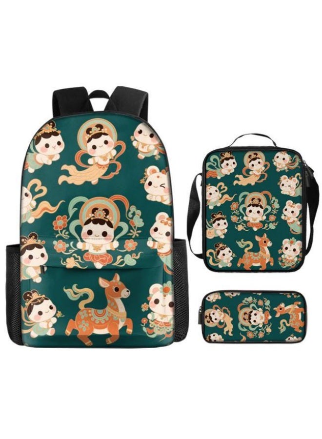 [Super new special offer] Cartoon theme bag three-piece set | double-shoulder + hand-held + storage pen bag | gift self-use good-looking - 460 - Image 2