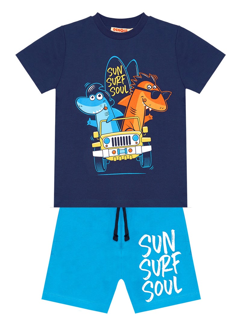 Denokids Shark Surf Boy T-shirt&Shorts Set - Image 3