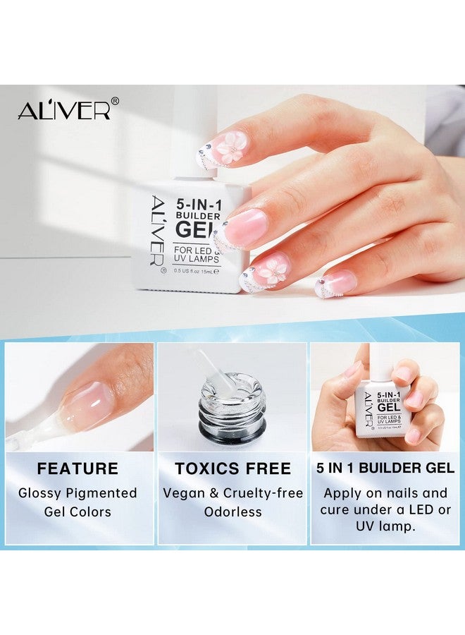 ZODENIS Builder Gel For Nails (15Ml) 5In1 Builder Gel Nail Strengthener Uv Gel Nail Polish Base Coat Hard Gels For Nails Extension Nail Art Manicure Repair Nail Decoration Decals & Jewels (Clear) - Image 5