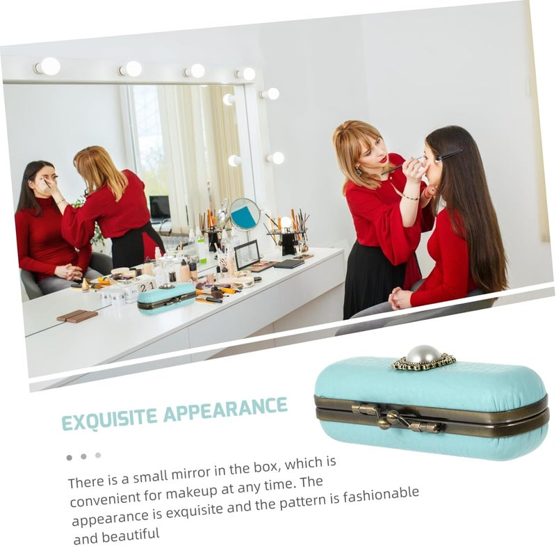 OUNONA Decorative Retro Style Lipstick Case with Mirror Compact Design for Travel and Daily Use Vintage Lychee Pattern for Makeup Lovers - Image 5