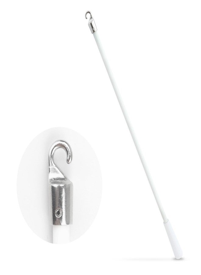 SNOMEL 17 inch White Fiberglass Blinds Stick Replacement with Metal Hook, Vertical Blind Wand, Blind Curtain Opener, Window Blind Tilt Wand Control, Open Blind Rods/Wands Replacement Part, 1 Piece - Image 1