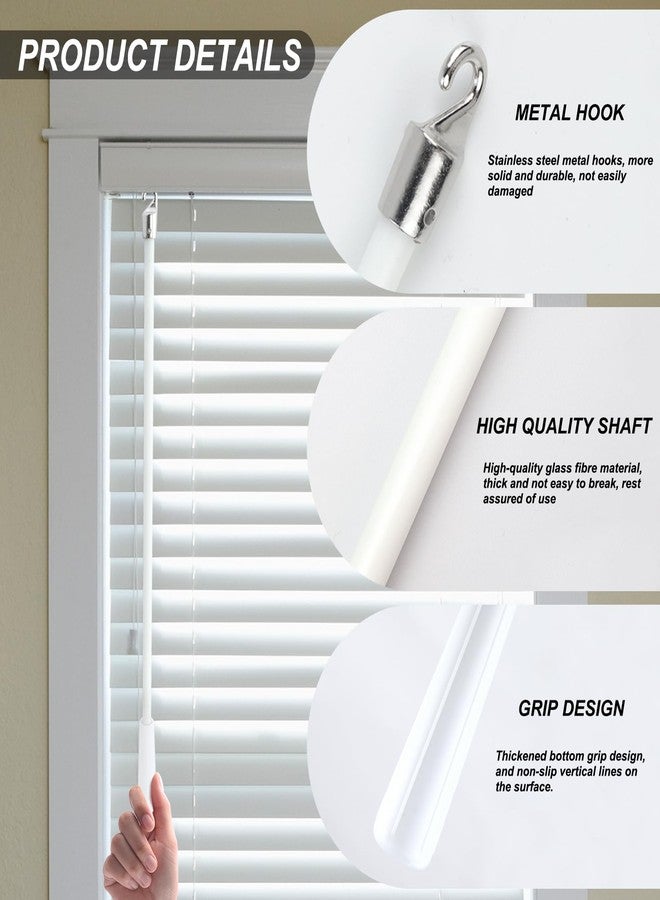 SNOMEL 17 inch White Fiberglass Blinds Stick Replacement with Metal Hook, Vertical Blind Wand, Blind Curtain Opener, Window Blind Tilt Wand Control, Open Blind Rods/Wands Replacement Part, 1 Piece - Image 3