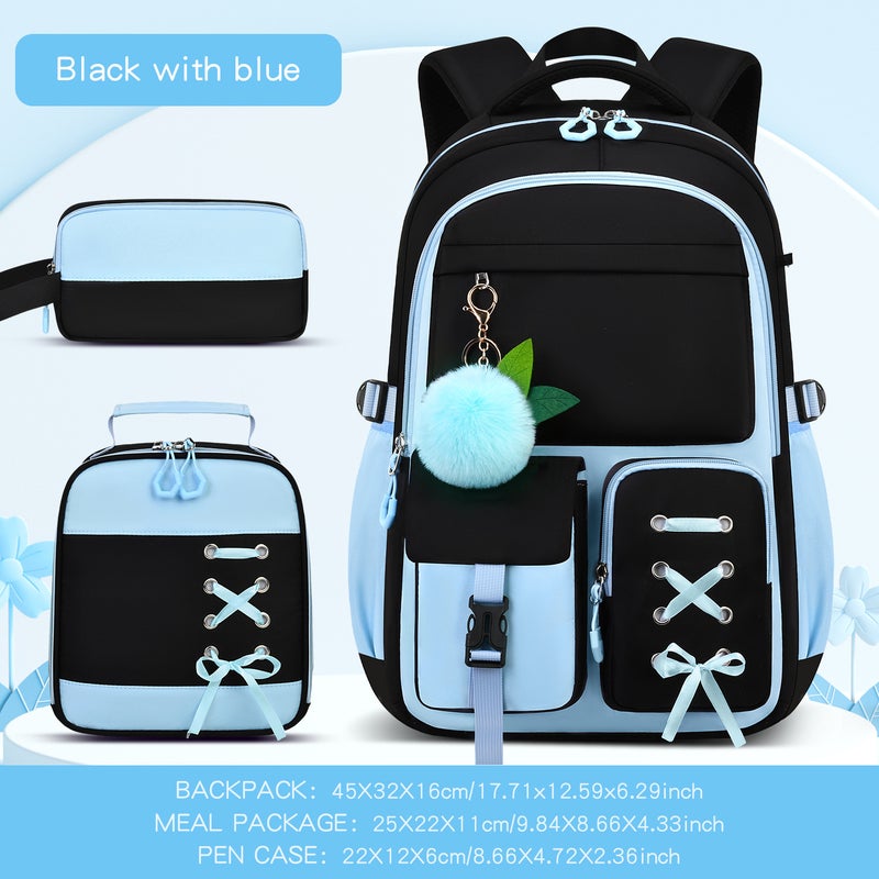 Kids Backpack for Girls, Large Capacity, Spine Protection, Waterproof, 3-Piece Set - Image 3