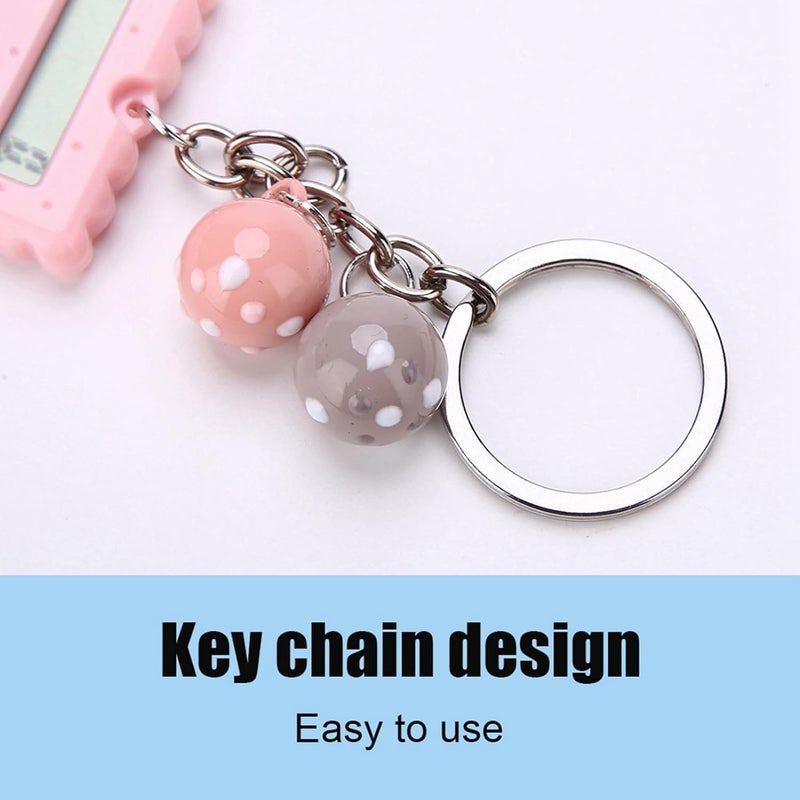 Portable Cute Cookies Key Chain Calculator, Candy Color Pocket Standard Function Calculator 8 Digit Display Keychain Basic Calculation for Travel (Pink) - Image 4