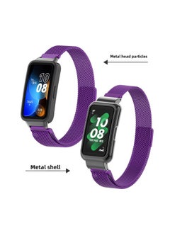 For HuaweiBracelet 10 Strap For HuaweiBand987 Glory Bracelet Universal Wristband Milanese Strap-Color:6# Milan Purple-Specifications:Applicable To For HuaweiBand 10/9/8 Generation (with Metal Head)