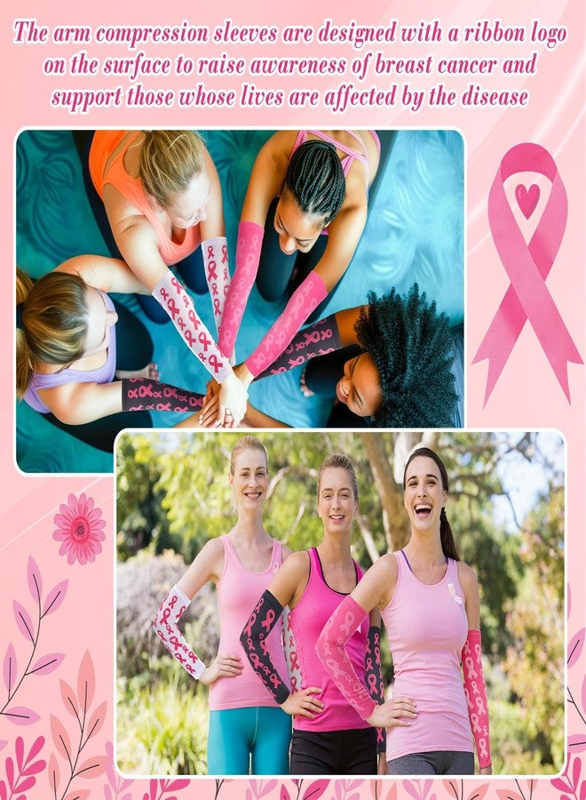 Handepo 12 Pairs Pink Football Arm Sleeves Youth Breast Cancer Awareness Football Arm Sleeves Bulk for Youth Women Men(Medium) - Image 4