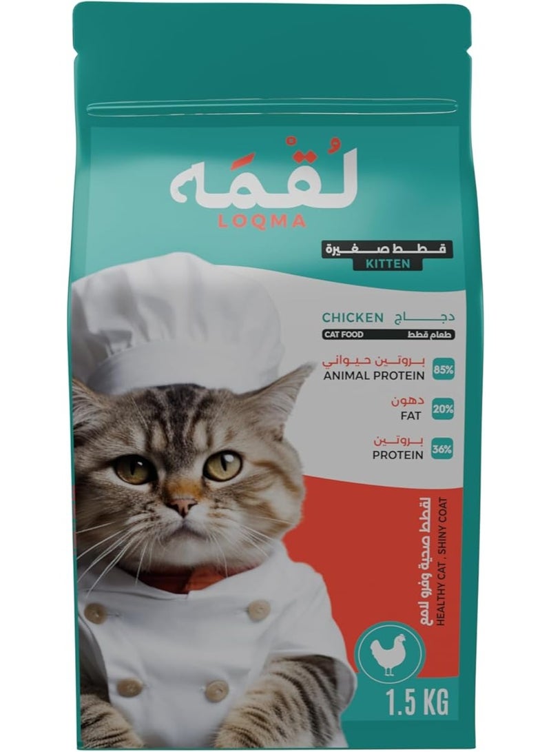 Loqma Chicken Flavor Kitten Dry Food, 1.5 KG - Image 1