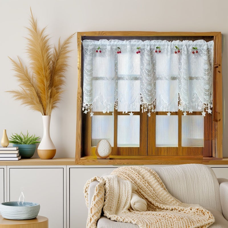 Sheer Floral Embroidered Curtains with Lace 2x6.4ft Rod Pocket - Image 5