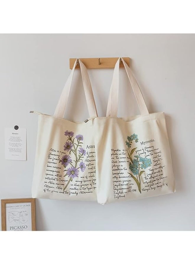 SOLARAE Canvas Tote Bag Strap Reusable Grocery Shopping Cloth Bag Zip Tote Bag Women Eco-Friendly Tote Bag with Handle Washable Fashion Beach Tote Shoulder Bag Women Shopping, School - Image 4